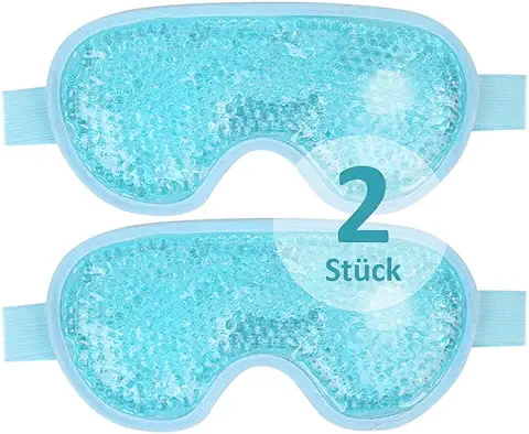 NEWGO Antifaz Refrescante para ojos Reutilizables con Perlas de gel para Terapia de Frío Caliente, ojos Hinchados y Cansados, Ojeras, Migrañas, Dolor Sinusal (azul)…  