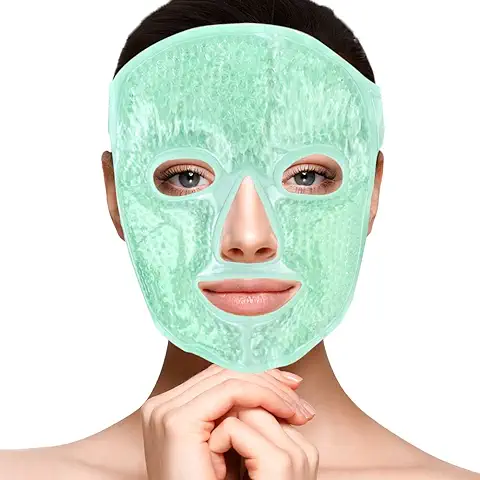 NEWGO Mascarilla de cara Fría para los ojos que Reduce la Hinchazón de la Cara, Círculos Oscuros, Perlas de gel, Calor Caliente, Compresa Fría, spa Facial para Mujer  