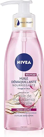 Nivea, Aceite Desmaquillante Nutritivo para cara y Ojos, 150 ml, Desmaquillante Enriquecido con Aceite de Macadamia Natural, Cuidado Facial para Mujeres y Pieles Secas  
