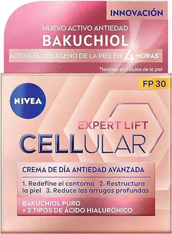 NIVEA Cellular Expert Lift Crema de día Antiedad Avanzada FP30 (1 x 50 ml), Crema de día con ácido Hialurónico y Bakuchiol Puro, Crema Reafirmante, Crema Antiedad  