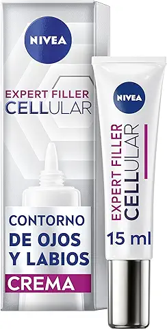 NIVEA Hyaluron Cellular Expert Filler Contorno de Ojos y Labios (1 x 15 ml), Antiarrugas con ácido Hialurónico y ácido Fólico, Crema Antiedad con Efecto Rellenador en 24h  
