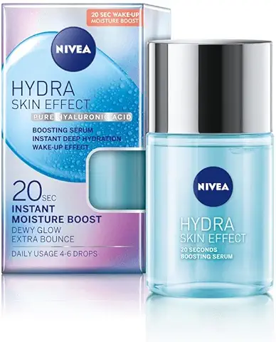 NIVEA Hydra Skin Effect 20 Sec Serum Facial con ácido Hialurónico puro (100 ml), Serum Hidratante Instantáneo, Prepara la piel para el Cuidado de día y de Noche  