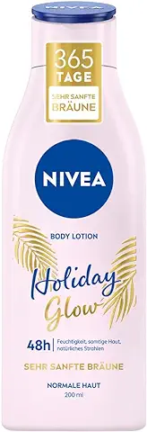 NIVEA Loción Corporal Holiday Glow (200 ml), Loción Corporal para 48 h de Humedad y un Brillo Natural de la Piel, Crema Corporal con Vitamina E y Efecto Bronceado Suave  