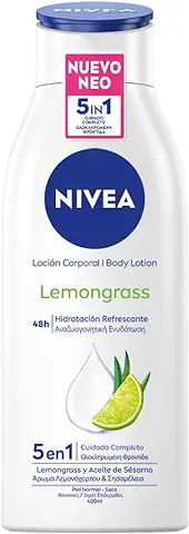 NIVEA Loción Corporal Lemongrass (400 ml), Crema Corporal con Citronela y Aceites Nutritivos, Crema Hidratante Corporal para 48 Horas de Hidratación Refrescante y Profunda  