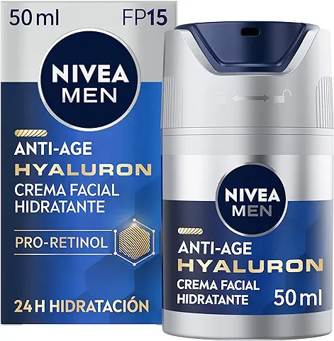 NIVEA MEN Hyaluron Crema Hidratante Antiedad FP15 (1 x 50 ml), cuidado facial avanzado para hombre, hidratante antiedad para reafirmar la piel madura