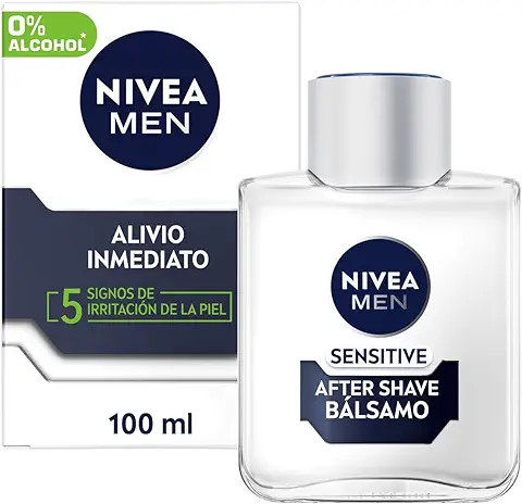 NIVEA MEN Sensitive Bálsamo After Shave (1 x 100 ml), para el cuidado de la piel sensible, bálsamo anti irritaciones con 0% alcohol para calmar la piel al instante
