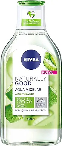 NIVEA Naturally Good Agua Micelar con Aloe Vera Bio (400 ml), Limpiador Facial que Elimina el Maquillaje y las Impurezas, Hidratante Facial con Ingredientes Naturales  