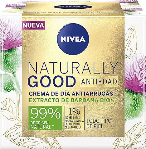 NIVEA Naturally Good Crema de Día Antiarrugas (1 x 50 ml), Crema Reafirmante con Ingredientes Naturales, Crema Antiedad para todo tipo de piel  