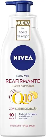 NIVEA Q10 Aceite de Argán Body Milk Reafirmante + Hidratante (400 ml), Loción Corporal Vitamina C, Crema Hidratante Corporal Reafirmante, Mejora la Elasticidad en 10 Días  