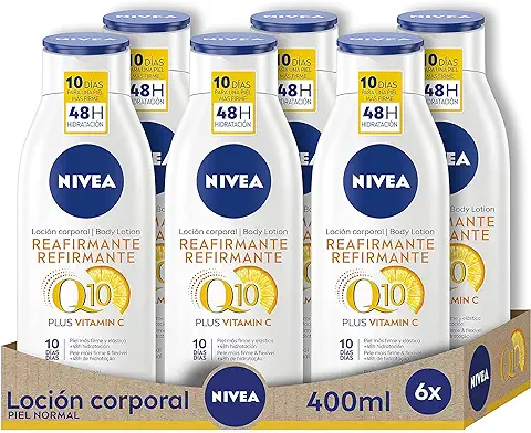 NIVEA Q10 Plus Vitamina C Loción Corporal Reafirmante (6 x 400 ml), para piel Normal, Crema Hidratante para una piel Elastica en 10 Días  