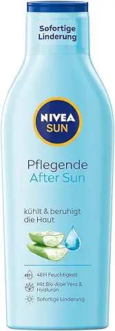 NIVEA SUN Pflegende After Sun Lotion - Loción para el Cuidado de la piel Después del sol (250 ml) con Efecto Calmante, con aloe vera Orgánico y ácido Hialurónico para una Hidratación de 48 Horas  