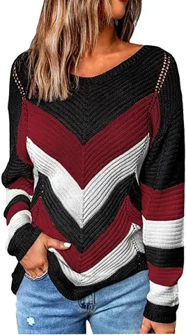 NLAND Jersey Mujer Manga Larga Cálido Suéter Punto Invierno Cuello Redondo Casual Pullover  