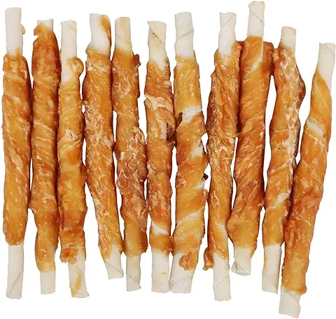 Nobleza - 600g Snack Perro Palitos de Piel de Buey Enrollados con Pollo Deshidratado, Ricos en Proteínas y Bajos en Grasas - 12cm  