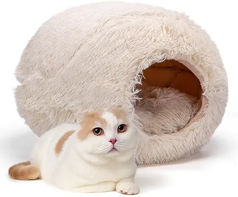 Nobleza - Camas para Gatos, Carpa para Gatos de con Protección Contra el Frío con Cojín Desenfundable y Extraíble, Cama para Gatos Semiabierta para Mascotas Pequeñas y Medianas, 47×46×36cm  