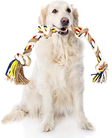 Nobleza - Cuerda de Juguete para Perros 100% Algodón, Beneficiosa para la Salud Mental del Perro, la Salud Dental y la Limpieza de los Dientes, Tipo de Perros, Beige y Marrón - 68cm  