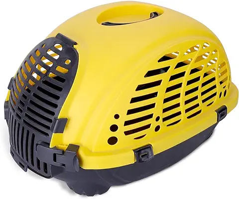 Nobleza - Transportin Gato Perro Grande, Transportin para Gatos Perro Portátil y Transpirable, Mascotas Perros Gatos Accesorios, Transportín de Plástico, 52x40x32 CM, Amarillo & Negro  