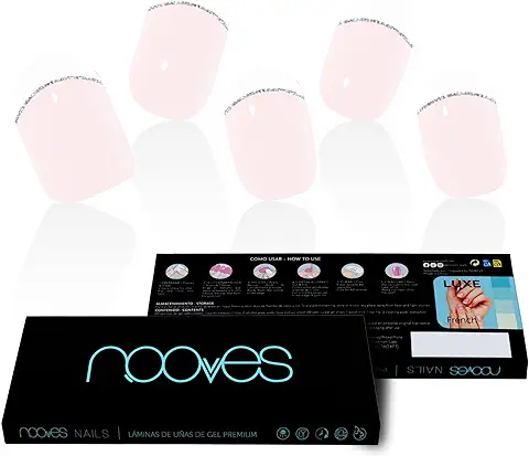 NOOVES NAILS Láminas de Uñas de Gel Precurado Premium - French - Francesa | Tiras De Uñas De Gel Semicurado| Pegatinas Uñas Semipermanente en Gel| Gel Nail Stickers| Uñas de gel Pegatinas  