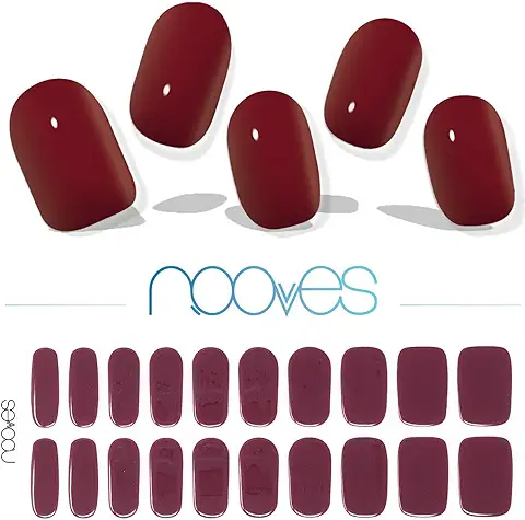 NOOVES NAILS Láminas de Uñas de Gel Precurado Premium - Midnight Rain - Rojo | Tiras De Uñas De Gel Semicurado| Pegatinas Uñas Semipermanente en Gel| Gel Nail Stickers| Uñas de gel Pegatinas  