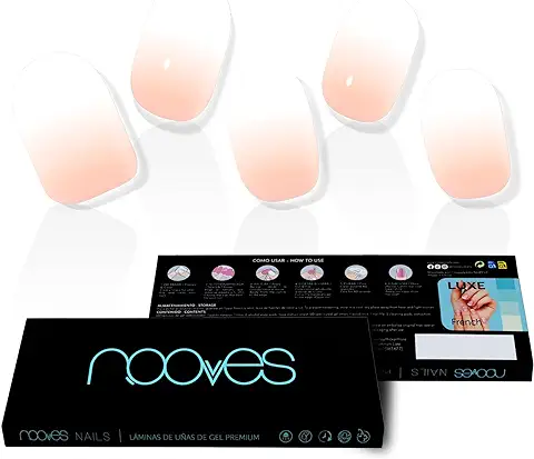NOOVES NAILS Láminas de Uñas de Gel Precurado Premium - Nude Baby Boomer - Nude | Tiras De Uñas De Gel Semicurado| Pegatinas Uñas Semipermanente en Gel| Gel Nail Stickers| Uñas de gel Pegatinas  