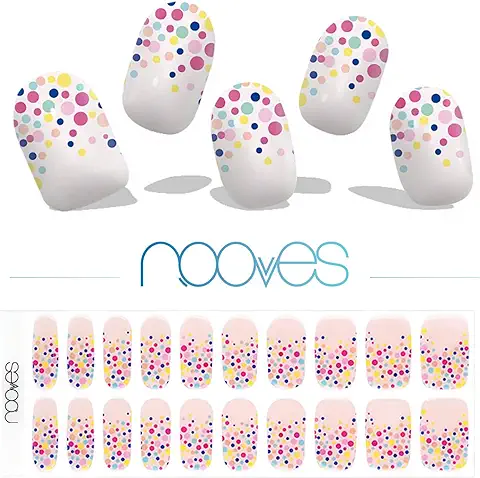 NOOVES NAILS Láminas de Uñas de Gel Precurado Premium - Party Time - Multicolor | Tiras De Uñas De Gel Semicurado| Pegatinas Uñas Semipermanente en Gel| Gel Nail Stickers| Uñas de gel Pegatinas  