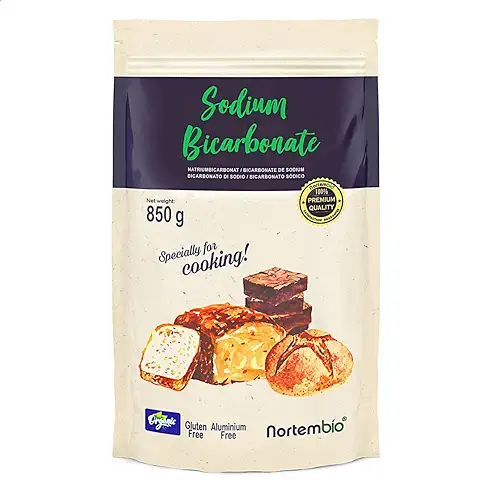 Nortembio Bicarbonato de Sodio Alimenticio 850 g. Bicarbonato de Sodio Ecológico para Cocina y Repostería. Bicarbonato Sódico Sin Aluminio para Lavar Frutas y Verduras. E-Book con Recetas Incluido.  
