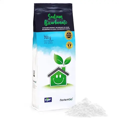 Nortembio Bicarbonato de Sodio Ecológico 700 g. Origen 100% Natural. Bicarbonato Sódico Sin Aluminio. Quitamanchas, Desodorizador y Blanqueante. Bicarbonato para Limpieza con E-Book Incluido.  