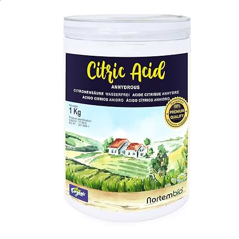 Nortembio Ácido Cítrico Ecológico 1 Kg. Ácido Cítrico Anhidro en Polvo. Insumo 100% Puro. Limpiador Multiusos. E-Book Incluido.  