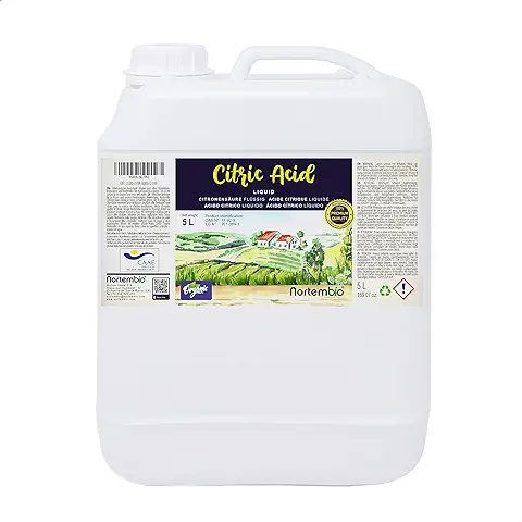 Nortembio Ácido Cítrico Ecológico 5 L. Cítrico Anhidro Líquido Concentrado. Insumo 100% Puro. Limpiador Multiusos. E-Book Incluido.  