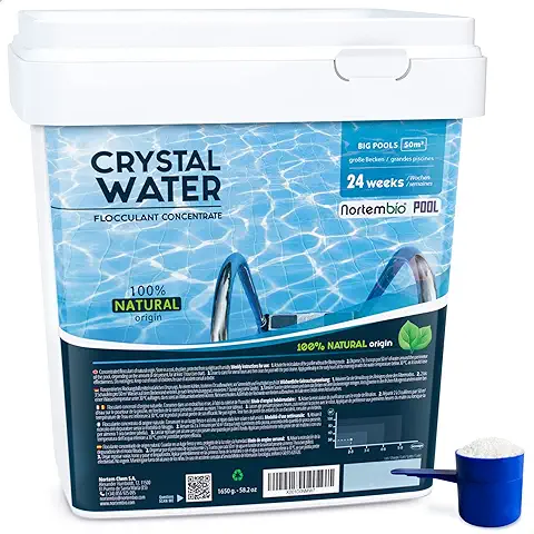 Nortembio Floculante Natural Concentrado 24 Semanas. Eliminador de Turbidez para Piscinas Grandes y Spas. Clarificante para Aguas Transparentes. Producto Orgánico Seguro para Toda la Familia.