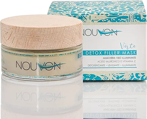 Nouvon - Mascarilla Facial Purificante Detox Orgánica Triple Acción con Ácido Hialurónico Arcilla Aloe Vera y Vitamina C | Antiarrugas Hidratante Iluminador Efecto Lifting para Puntos Negros 100ml  