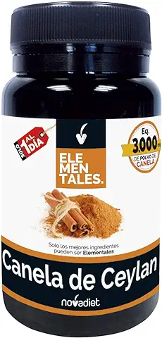 Novadiet - ELEMENTALES CANELA DE CEYLAN Càpsulas con Canela de Ceylan - Complemento Alimenticio Para Controlar Niveles de Glucosa en Sangre- 30 Cápsulas Vegetales  