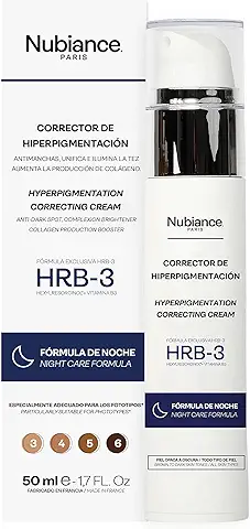 NUBIANCE - Tratamiento Corrector de Hiperpigmentación HRB-3, Fórmula de Noche, 50ml. Crema Anti Manchas para Rostro y Manos - Piel Negra & Mate - Crema Iluminador  