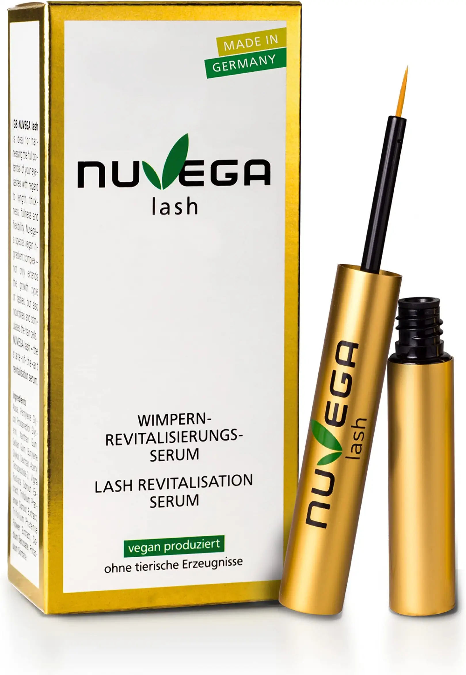 Nuvega Lash - Serum Pestañas y Cejas para unas Pestañas Largas en Sólo 4-6 Semanas I Vegano I Serum para el Crecimiento de Pestañas I Crece Pestañas/Alargamiento I Made in Germany I 3ml  