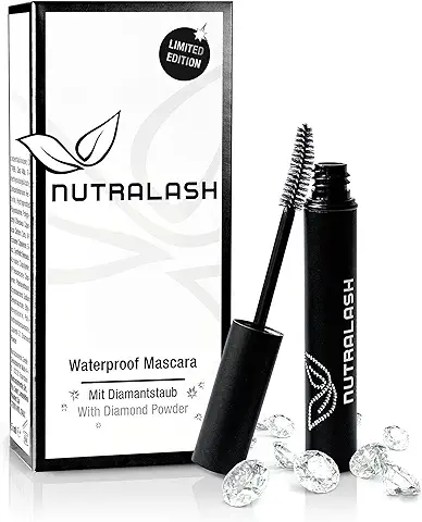 Nutralash Máscara de Pestañas Waterproof - Máscara Resistente al Agua con Polvo de Diamante I Para Unas Pestañas Voluminosas y Largas I Nutritiva y con Ácido Hialurónico I Fabricada en Alemania I 5ml  