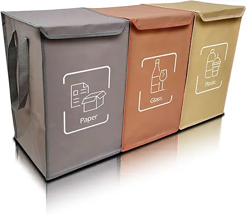 NYIKA Cubos Basura Reciclaje Cocina -Bolsas Reciclaje - Reciclaje Basura 3 Cubos - Contenedores de Reciclaje - Cubo Reciclaje 3 Compartimentos  