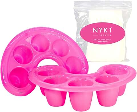 NYK1 Remoja Dedos Bandeja Para Quitar el Esmalte de Uñas Shellac Gel y Acrílicas Con 200 Toallitas de Algodón sin Pelusa Llena la Bandeja con Quitaesmalte de Acetona Para Retirar el Esmalte de Uñas gel  
