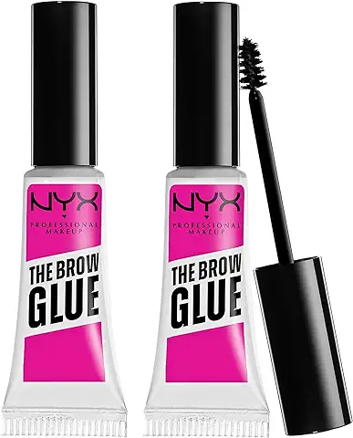 NYX Professional Makeup Fijador de Cejas Larga Duración 16 Horas The Brow Glue, Fórmula Vegana, Pack Doble, Gel Transparente  
