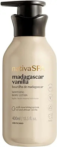 O Boticário Nativa SPA Vainilla de Madagascar, Crema Hidratante Corporal, Perfumada Loción Para El Cuerpo con Gotas de Quinoa para Más Hidratación 400 ml  
