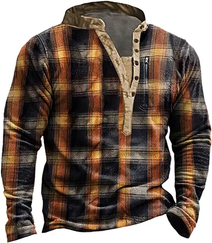 OCCOKO Sudadera Hombre Suéter sin Capucha de la Capa Decorativa de la Cremallera de la del Bolsillo de la Tela Escocesa de Moda para Hombre  