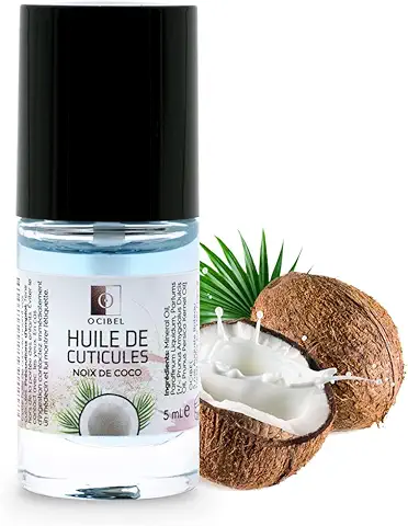 Ocibel France - Aceite de Cutícula con Aroma de Coco. Hidratar, Calmar, Regenerar, Nutrir y Promover el Crecimiento Saludable de las Uñas, Paquete de 1 (1 x 5 ml)  