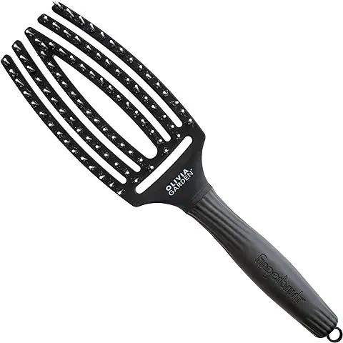 Olivia Garden – Fingerbrush Cuidado Icónico con Cerdas de Jabalí & Nylon, Negro, Talla Media  