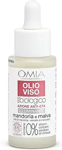 Omia, Aceite Facial Ecológico Antienvejecimiento e Iluminador, Aceite Antiarrugas con Almendra y Malva - 30 ml  