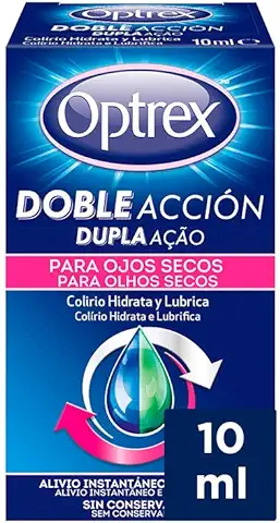 Optrex Colirio Doble Acción para Ojos Secos, Multidosis, Estándar  