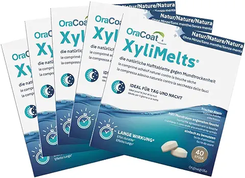 OraCoat XyliMelts - 200 Pastillas Adhesivas Contra la Sequedad de boca - Discreto - Se Puede Utilizar Durante el Sueño - VEGAN [Sin Menta]  