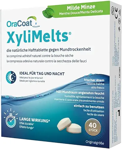 OraCoat XyliMelts - 40 pastillas adhesivas contra caries y sequedad bucal - Menta suave