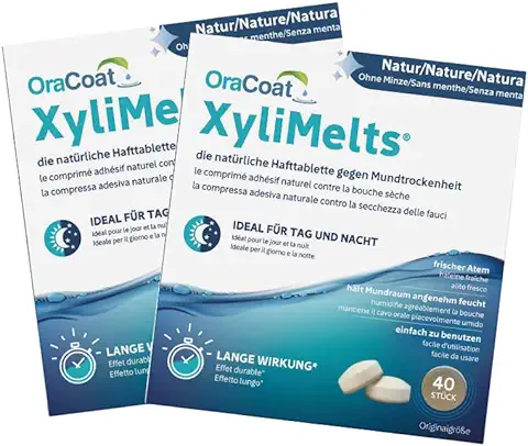 OraCoat XyliMelts 80 Pastillas Adhesivas Contra la Sequedad Bucal, Discretas, se Pueden Utilizar Mientras se Duerme, Vegano, sin Menta  