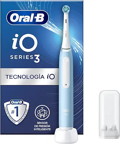 Oral-B iO 3N Cepillo de Dientes Eléctrico con Mango Recargable, 1 Cabezal y Estuche de Viaje, Diseñado por Braun - Azul  