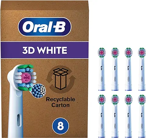 Oral-B Pro 3D White Recambios para Cepillo Eléctrico de Dientes, Pack de 8 Cabezales, Blanco - Originales (Tamaño Buzón)  