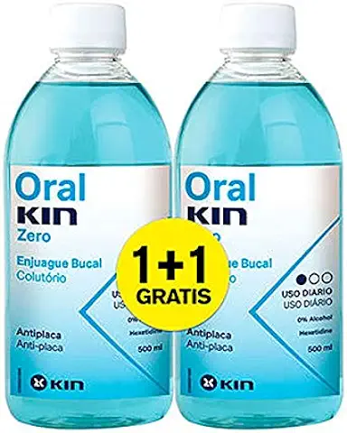 OralKin Zero 2x1 Enjuague Bucal Antiséptico 0 Por Ciento Alcohol, 250+250ml  