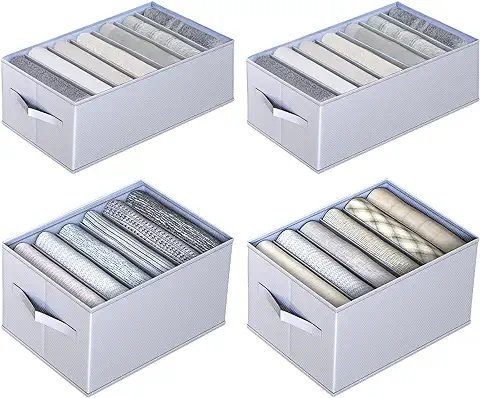Organizador Armario 4 pcs Organizador Ropa de Tela Cajas Almacenamiento Plegable Para Almacenar Jeans,Suéter,Camisetas, Organizador Armario Ropa Separadores De Cajones 25cm*34cm*20cm*6 | 17*34*12cm*7  